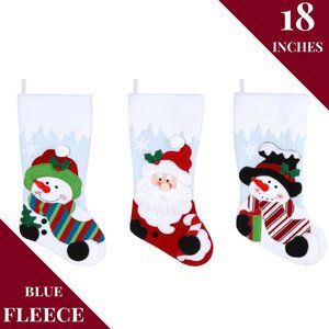 Brand New Baby Blue Fleece Christmas Stockings Set